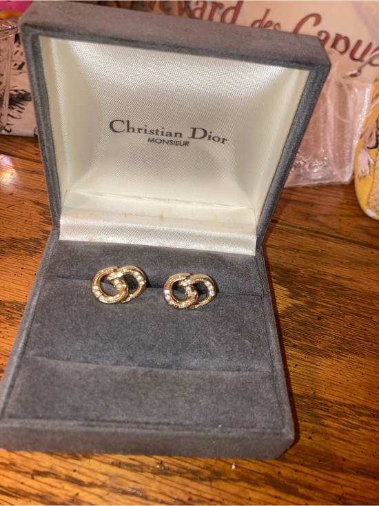 Dior Other - Christian Diof Cuff Links w/ Crystal CD logo Vintage in Original Box